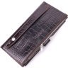 Лакированный мужской бумажник коричневого цвета из натуральной кожи под крокодила KARYA (2421424) - 2