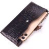 Лакированный мужской бумажник коричневого цвета из натуральной кожи под крокодила KARYA (2421424) - 3