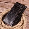 Лакированный мужской бумажник коричневого цвета из натуральной кожи под крокодила KARYA (2421424) - 7