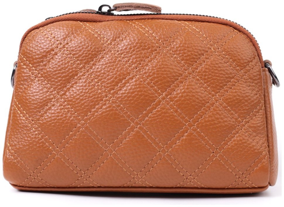 Кожаная женская сумка с ромбовидной строчкой Vintage 22809 Рыжий modnotak фото №5