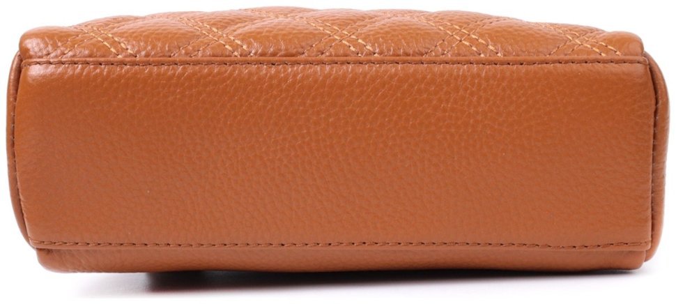 Кожаная женская сумка с ромбовидной строчкой Vintage 22809 Рыжий modnotak фото №6