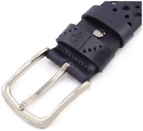 Мужской ремень с перфорацией для брюк и джинс Grande Pelle (43226)