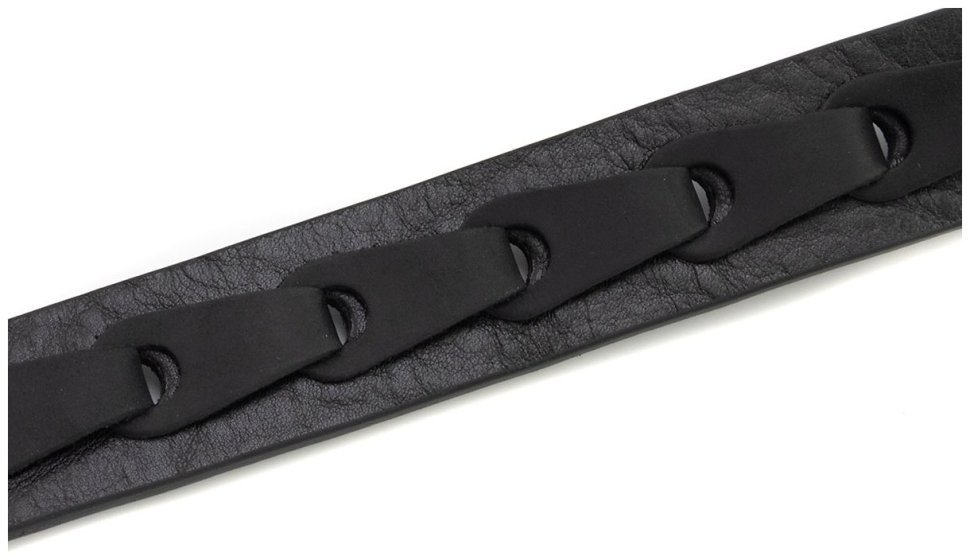Женский ремень из итальянской комбинированной кожи гладкой и крейзи Gherardini 35313 черный modnotak фото №3