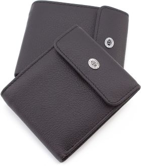 Шкіряне чоловіче портмоне в чорному кольорі - ST Leather (18503)