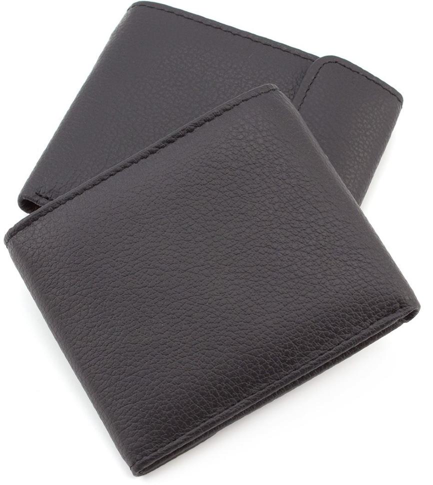 Шкіряне чоловіче портмоне в чорному кольорі - ST Leather (18503)