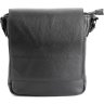 Мужская сумка на плечо небольшого размера из зернистой кожи черного цвета SHVIGEL (00964) - 3