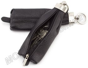 Черная кожаная ключница на молнии (фактурная кожа) ST Leather (40015)