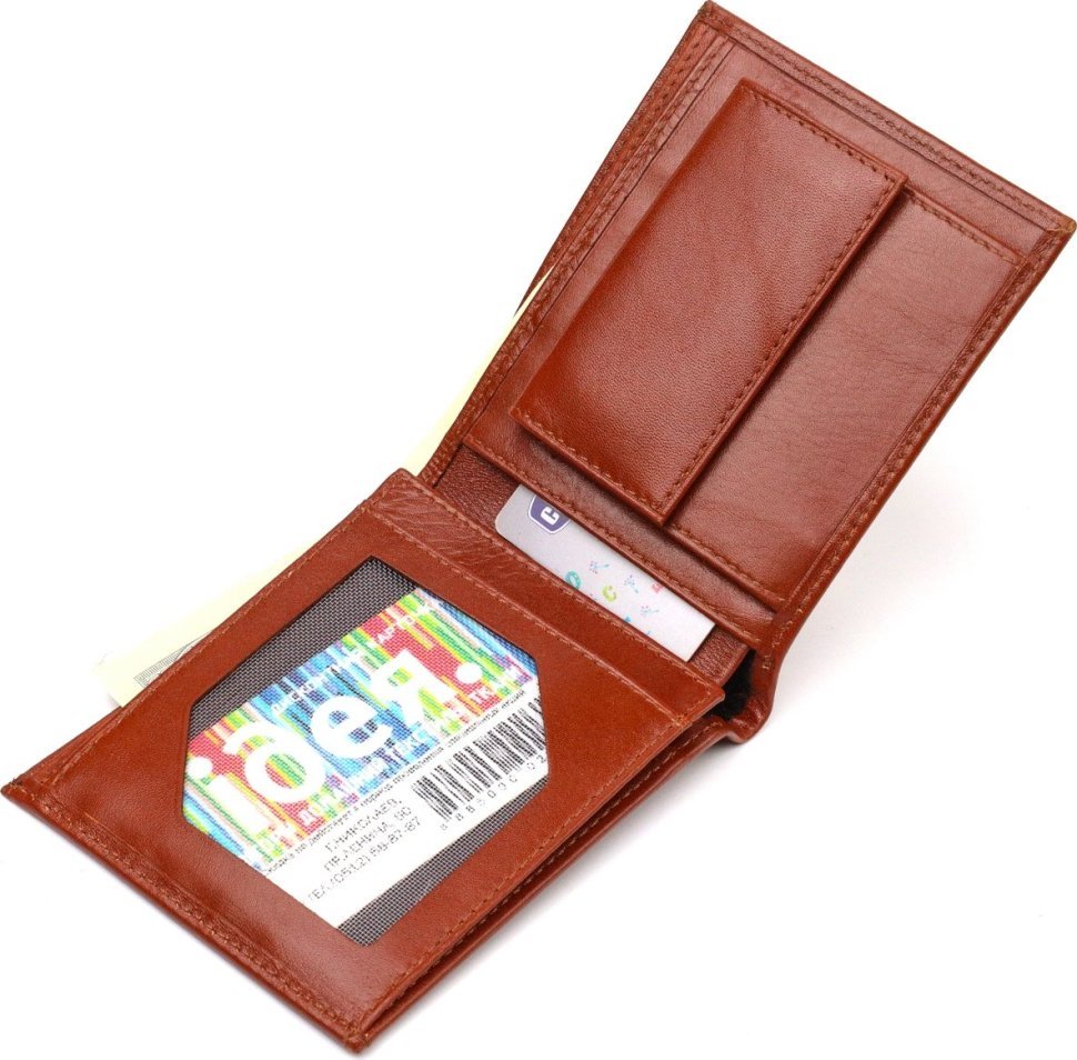 Чоловічий портмоне горизонтального формату з гладкої шкіри коричневого кольору CANPELLINI (2421762)