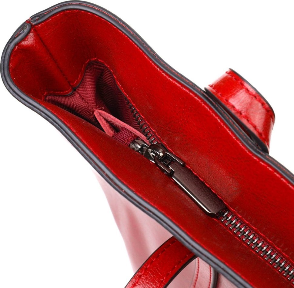 Бордова сумка жіноча великого розміру з натуральної шкіри з довгими ручками Vintage (2422076)