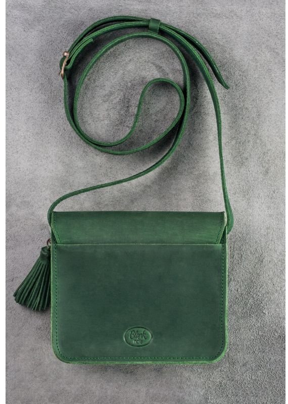 Женская бохо-сумка из натуральной кожи зеленого цвета BlankNote Лилу (12622)