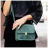 Женская бохо-сумка из натуральной кожи зеленого цвета BlankNote Лилу (12622) - 11