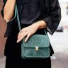Женская бохо-сумка из натуральной кожи зеленого цвета BlankNote Лилу (12622) - 11