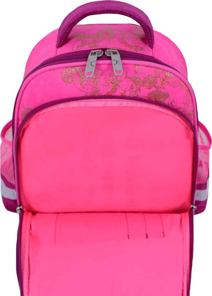 Шкільний рюкзак для дівчаток з текстилю в рожевому кольорі Bagland (53426)