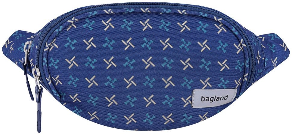 Синяя женская сумка-бананка из текстиля с принтом Bagland Bella 53526