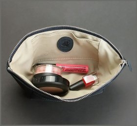 Женская кожаная косметичка синяя Crazy Horse