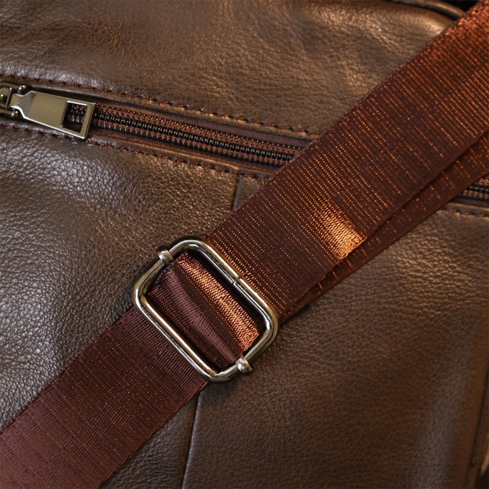 Коричневая кожаная мужская сумка-барсетка маленького размера через плечо Vintage (20458)
