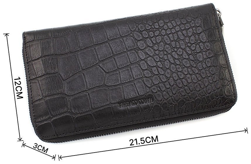 Элитный большой клатч - кошелек мужской на молнии из натуральной кожи с фактурой рептилии Marco Coverna (18238) modnotak фото №3