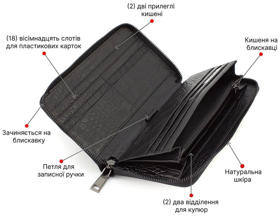 Элитный большой клатч - кошелек мужской на молнии из натуральной кожи с фактурой рептилии Marco Coverna (18238) modnotak фото №4