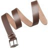 Универсальный мужской кожаный ремень коричневого цвета с стильной пряжкой SHVIGEL 2417304 - 3