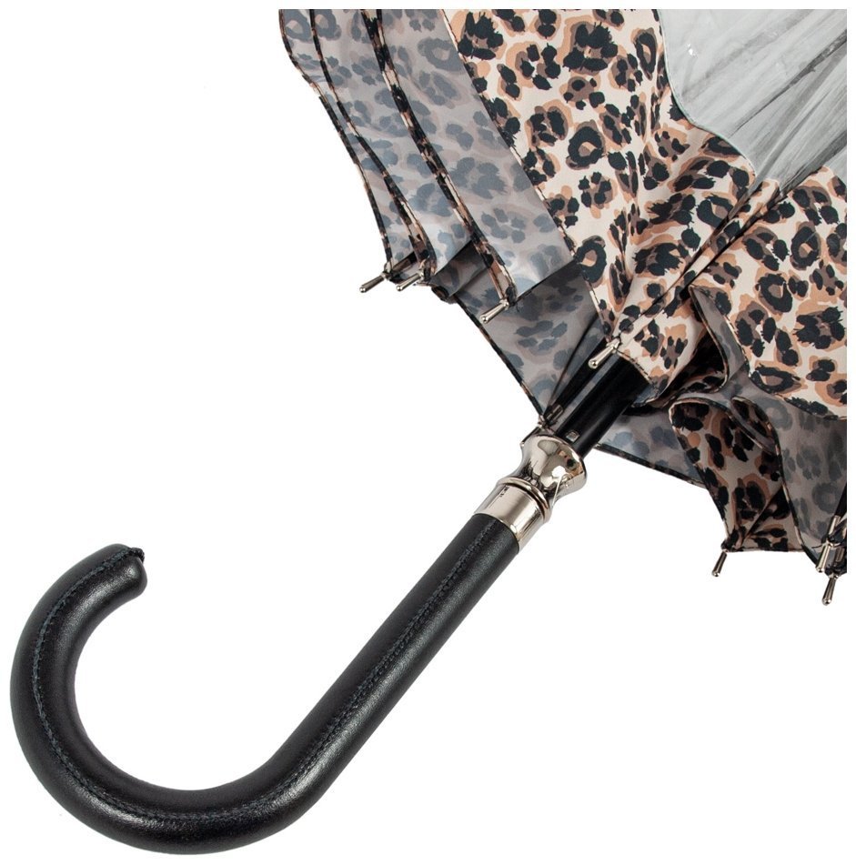 Женский зонт-трость Fulton L866 Birdcage-2 Luxe Natural Leopard (механика, прозрачный с леопардовым принтом) 93926 фото №8 Женский зонт-трость Fulton L866 Birdcage-2 Luxe Natural Leopard (механика, прозрачный с леопардовым принтом) 93926 modnotak фото №8