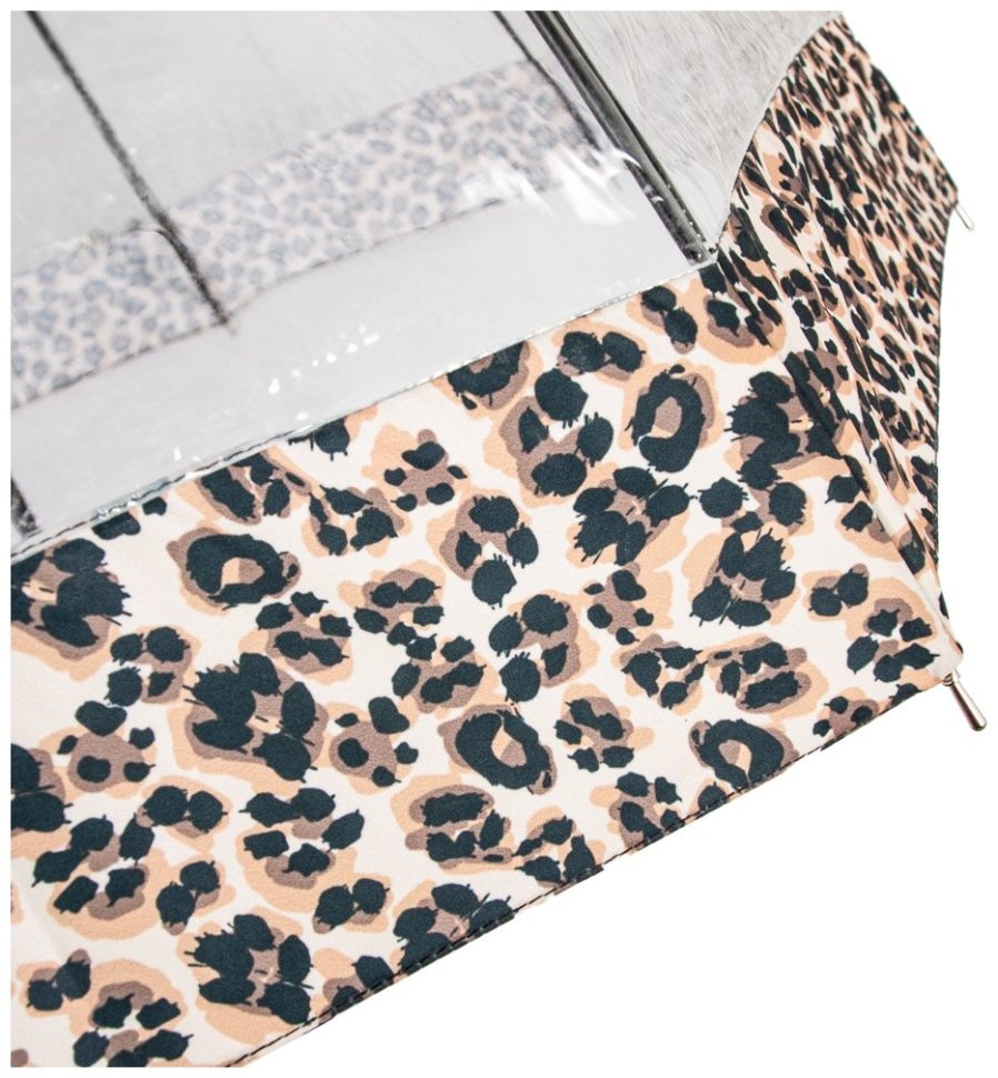 Женский зонт-трость Fulton L866 Birdcage-2 Luxe Natural Leopard (механика, прозрачный с леопардовым принтом) 93926 фото №13 Женский зонт-трость Fulton L866 Birdcage-2 Luxe Natural Leopard (механика, прозрачный с леопардовым принтом) 93926 modnotak фото №13