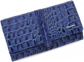 Синий женский кошелек из натуральной кожи на два отсека KARYA (15972)