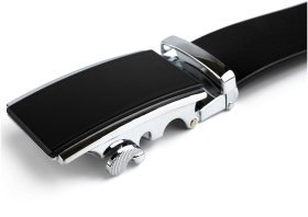 Классический мужской кожаный ремень черного цвета с пряжкой-автомат Vintage 2420257