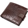 Коричневий чоловічий горизонтальний гаманець із натуральної шкіри з тисненням під крокодила BOND (2422009) - 1