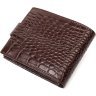 Коричневий чоловічий горизонтальний гаманець із натуральної шкіри з тисненням під крокодила BOND (2422009) - 2
