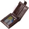 Коричневий чоловічий горизонтальний гаманець із натуральної шкіри з тисненням під крокодила BOND (2422009) - 4