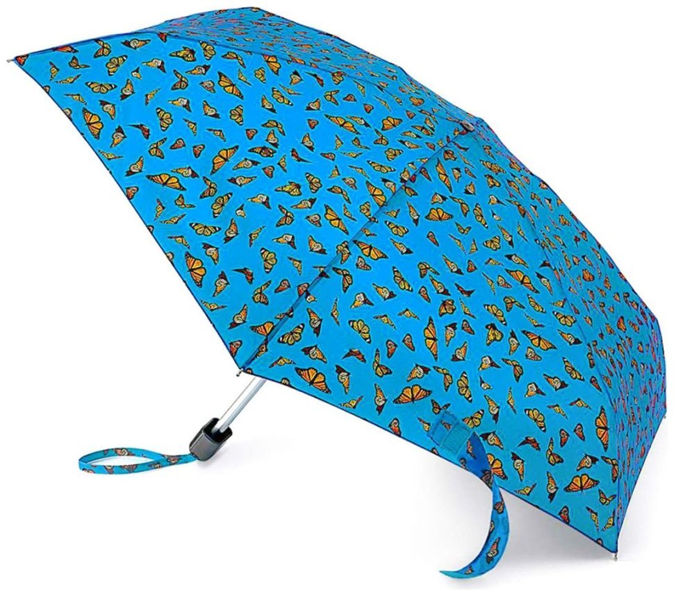 Зонт женский Fulton L501-040836 Tiny-2 Monarch Butterflies (Голубой с принтом бабочек Монарх, механика) 94226 modnotak фото №1