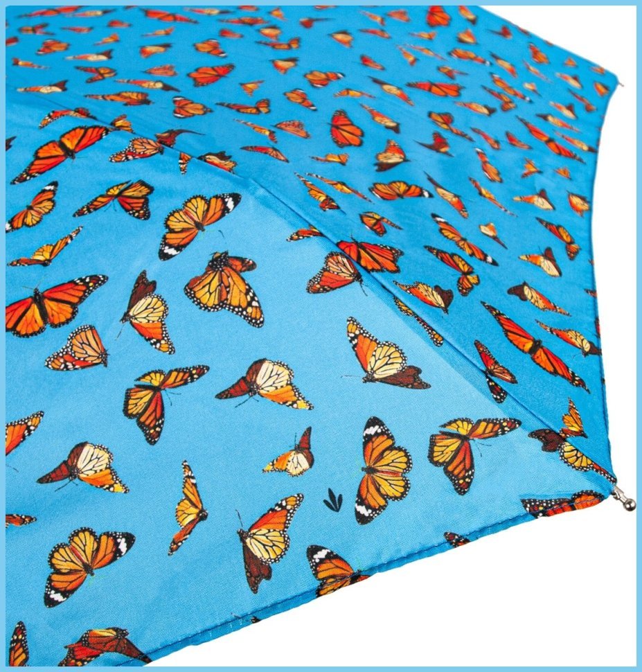 Зонт женский Fulton L501-040836 Tiny-2 Monarch Butterflies (Голубой с принтом бабочек Монарх, механика) 94226 modnotak фото №7