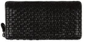 Вместительный женский кошелек из натуральной кожи с плетением Ashwood D81 94426 (черного цвета)