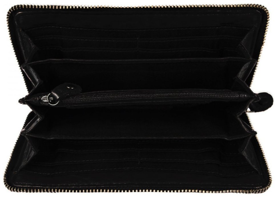 Вместительный женский кошелек из натуральной кожи с плетением Ashwood D81 94426 (черного цвета) modnotak фото №3