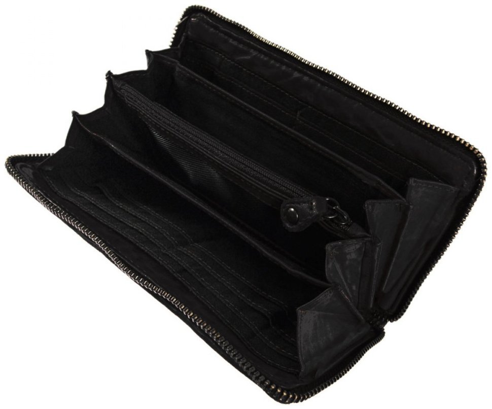 Вместительный женский кошелек из натуральной кожи с плетением Ashwood D81 94426 (черного цвета) modnotak фото №4