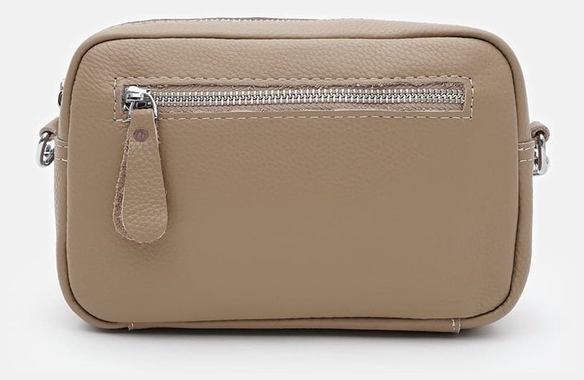 Стильная женская сумка на 1 отделение из кожи флотар с текстильным ремнем Borsa Leather 104526 бежевая modnotak фото №3