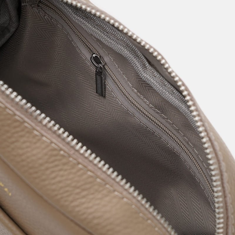 Стильная женская сумка на 1 отделение из кожи флотар с текстильным ремнем Borsa Leather 104526 бежевая modnotak фото №5