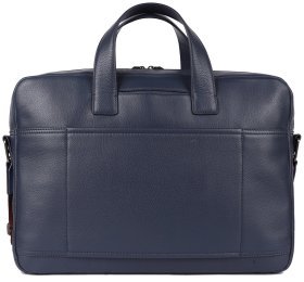 Мужская сумка из качественной прочной кожи для ноутбука до 15" Brampton London Commandeer 94526 синего цвета