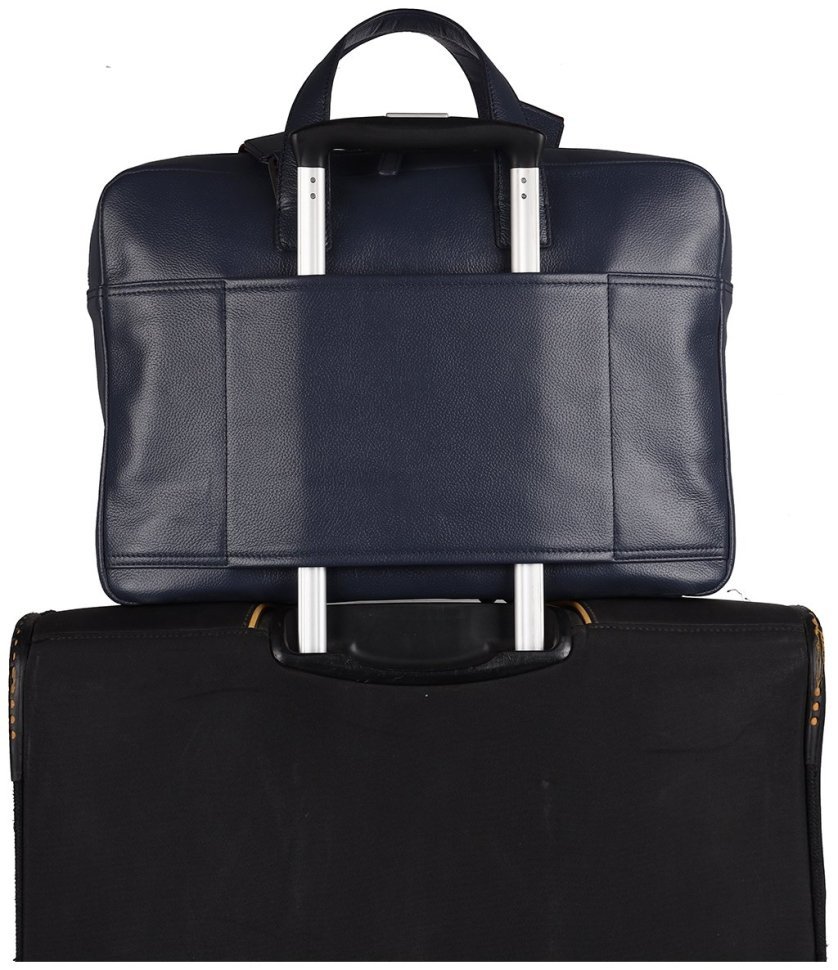 Мужская сумка из качественной прочной кожи для ноутбука до 15" Brampton London Commandeer 94526 синего цвета modnotak фото №13