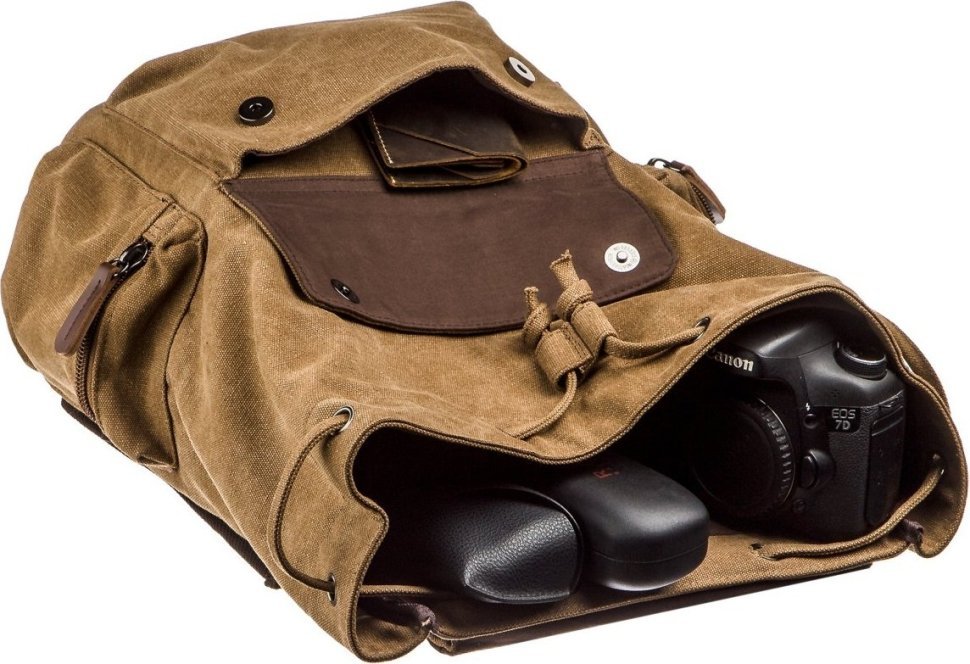 Текстильний похідний рюкзак коричневого кольору Vintage (20134)