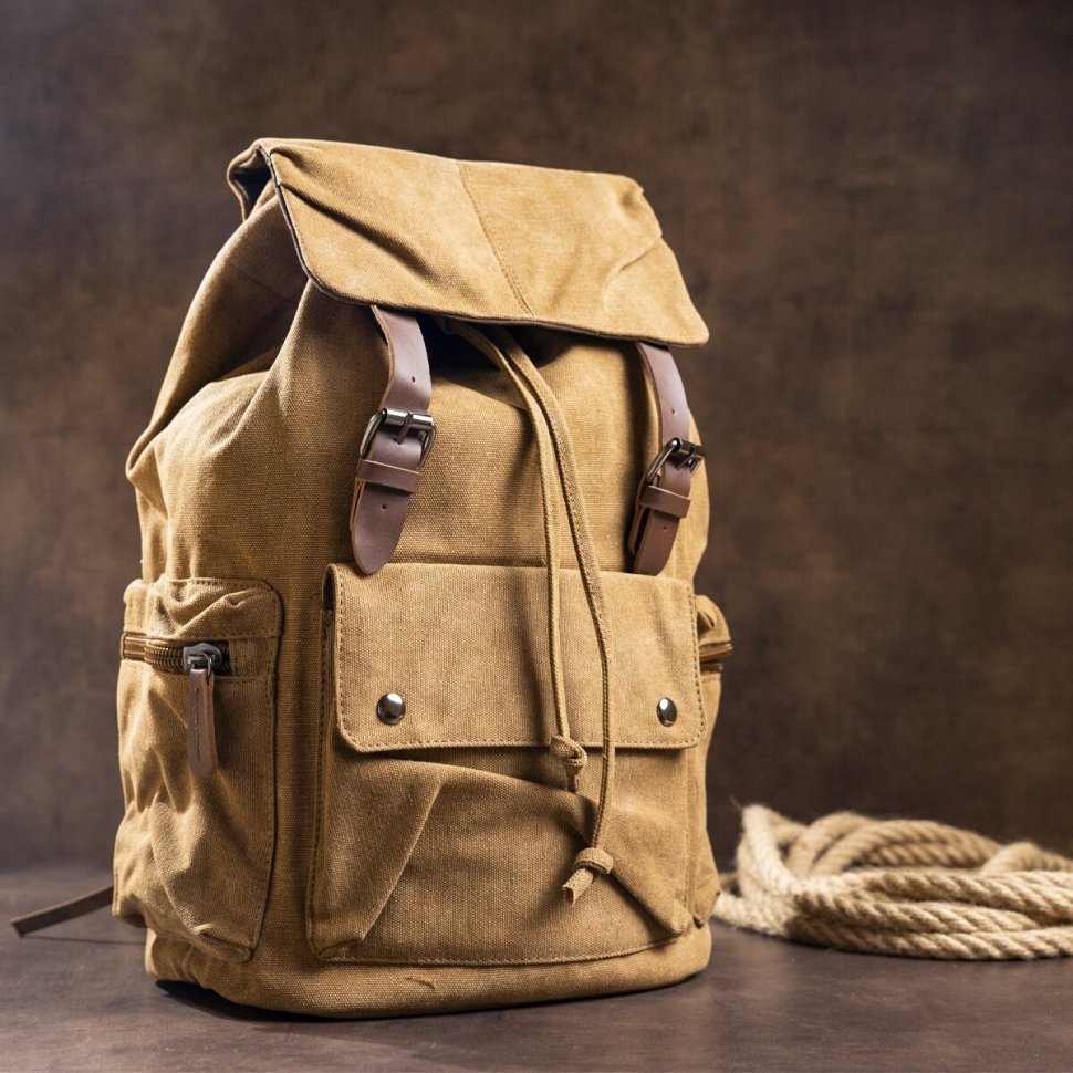 Текстильный походный рюкзак коричневого цвета Vintage (20134)