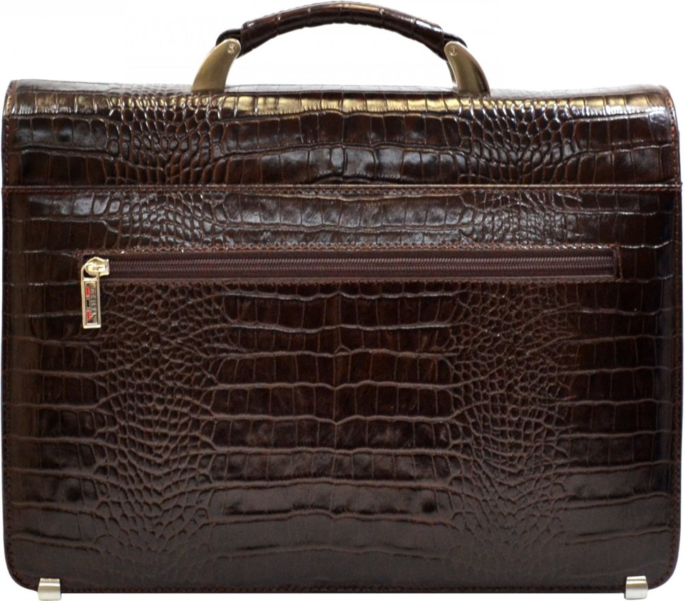 Чоловік шкіряний портфель коричневого кольору під крокодила Desisan (19117)