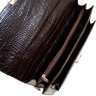 Мужской кожаный портфель коричневого цвета под крокодила Desisan (19117) - 4