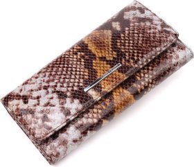 Різнобарвний жіночий гаманець із натуральної фактурної шкіри під змію KARYA (2421012)