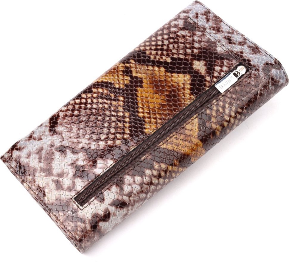 Різнобарвний жіночий гаманець із натуральної фактурної шкіри під змію KARYA (2421012)