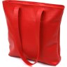 Кожаная вместительная женская сумка-шоппер красного цвета Shvigel (16355) - 1