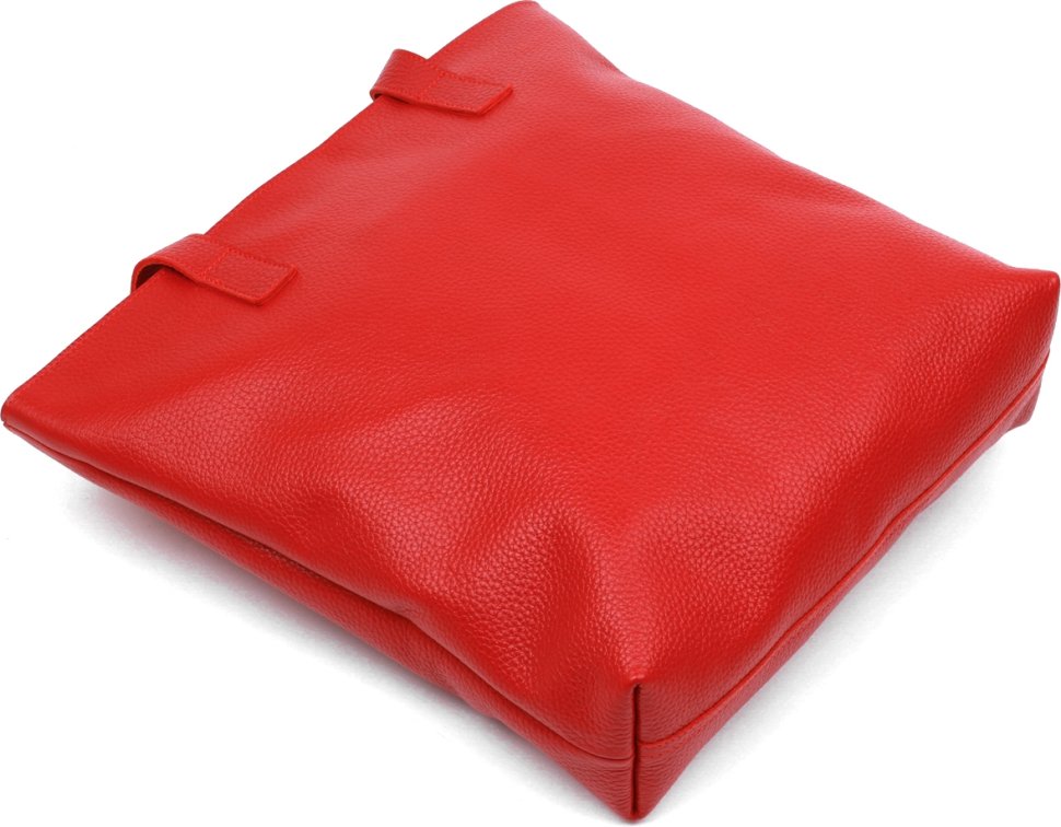 Шкіряна сумка жіноча сумка-шоппер червоного кольору Shvigel (16355)