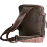 Повседневная мужская сумка-слинг из натуральной коричневой кожи Vip Collection (21093) - 3