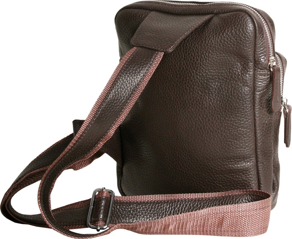 Повседневная мужская сумка-слинг из натуральной коричневой кожи Vip Collection (21093)
