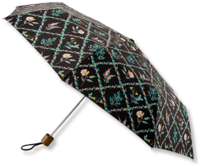 Женский зонт Fulton L354 Minilite-2 Cottage Garden (механика, складной, черного цвета с принтом цветов) 95526